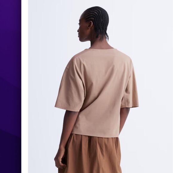 UNIQLO U AIRism Cotton Relaxed T-Shirt BROWN Size M NWT - Picture 2 of 7